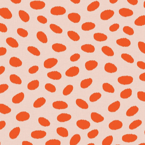 LARGE linen fuzzy scattered dots - orange on nude