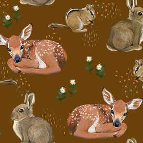 Spring Flora and Fauna // Sweet Animals on Brown