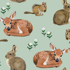 Spring Flora and Fauna // Sweet Animals on Mint