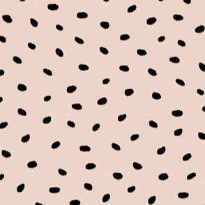 SMALL linen scattered fuzzy dots - black on nude