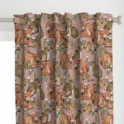 Spring Flora and Fauna // Forest Friends on Rose Linen // {larger scale}