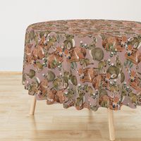 Spring Flora and Fauna // Forest Friends on Rose Linen // {larger scale}