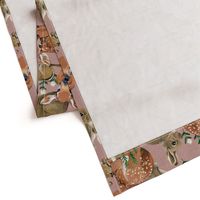 Spring Flora and Fauna // Forest Friends on Rose Linen // {larger scale}