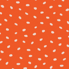 SMALL linen scattered fuzzy dots - nude on orange
