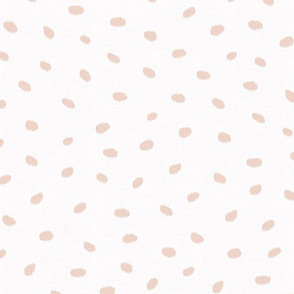 SMALL linen scattered fuzzy dots - nude on white