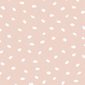 SMALL linen scattered fuzzy dots - white on nude