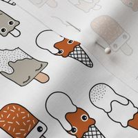 Summer ice-cream and popsicle island snack cute kawaii japanese style illustration pattern rust copper gray kids