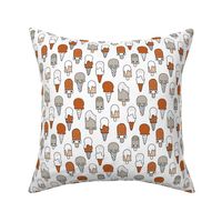 Summer ice-cream and popsicle island snack cute kawaii japanese style illustration pattern rust copper gray kids