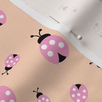 Little lady bugs friends insects and romantic spring garden neutral spring summer soft pastel apricot pink girls baby nursery