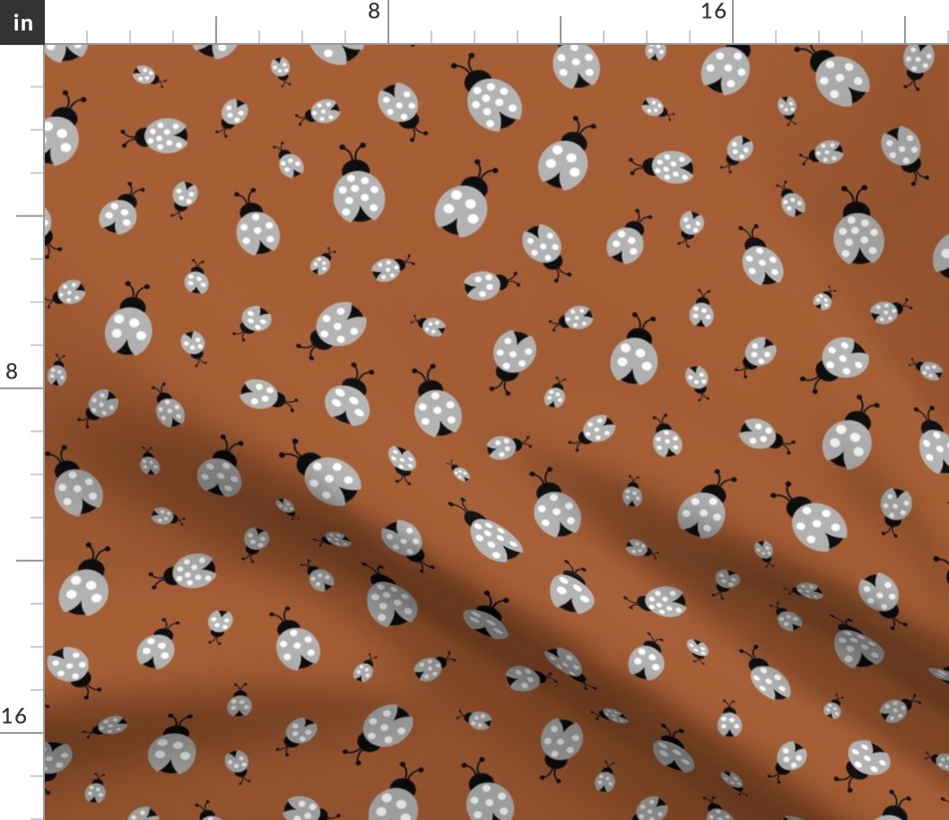 Little lady bugs friends insects and romantic spring garden neutral fall winter rust gray baby nursery