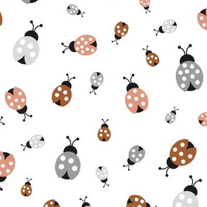 Little lady bugs friends insects and romantic spring garden neutral rust gray baby nursery