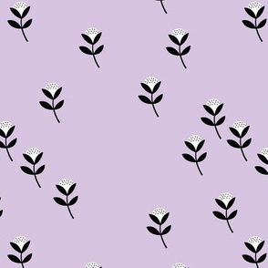 Sweet cotton flowers botanical floral spring summer print spring bright lilac lavender
