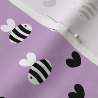 Little bumble bee cute hand cut baby insect garden ochre yellow gender neutral nursery black and white lilac lavender purple SMALL