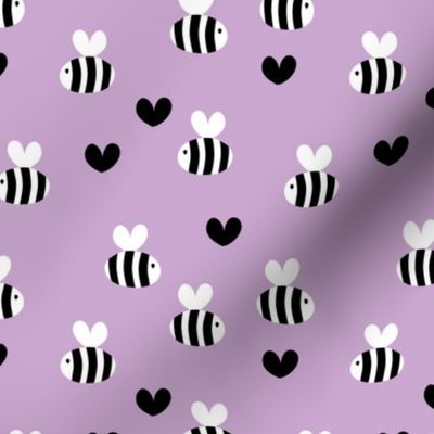 Little bumble bee cute hand cut baby insect garden ochre yellow gender neutral nursery black and white lilac lavender purple SMALL