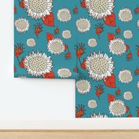 Illustrated Flora and Fauna - Sunflower Blue