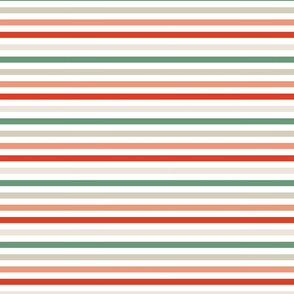 Illustrated Flora and Fauna Stripes Green Orange