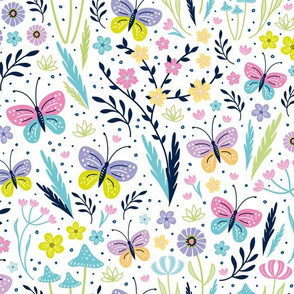 springtime flora & fauna doodle small