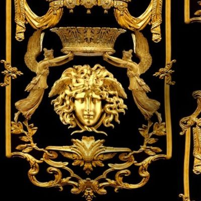 medusa baroque Victorian angels gold crown coronation frame ornate swirls leaves acanthus birds canopy baldachin throne beautiful women greek roman black neoclassical   inspired  