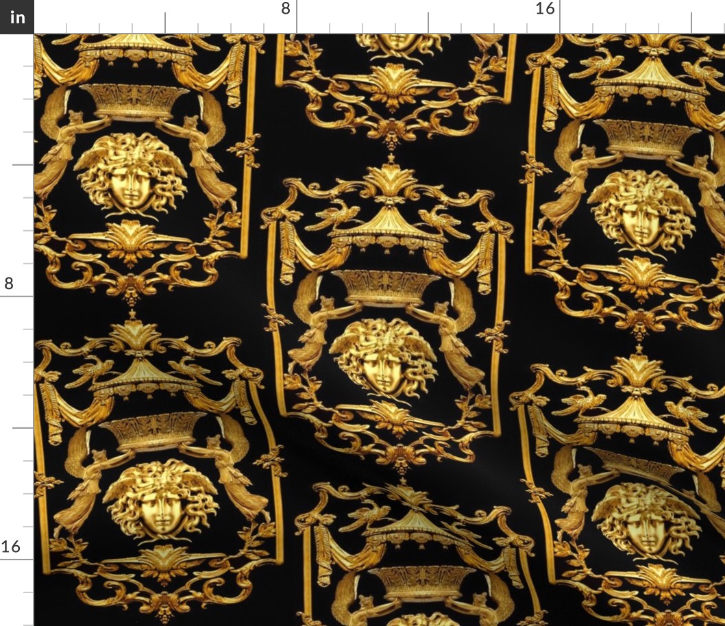 medusa baroque Victorian angels gold crown coronation frame ornate swirls leaves acanthus birds canopy baldachin throne beautiful women greek roman black neoclassical   inspired  