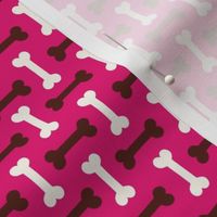 White and Brown Dog Bones on Hot Pink