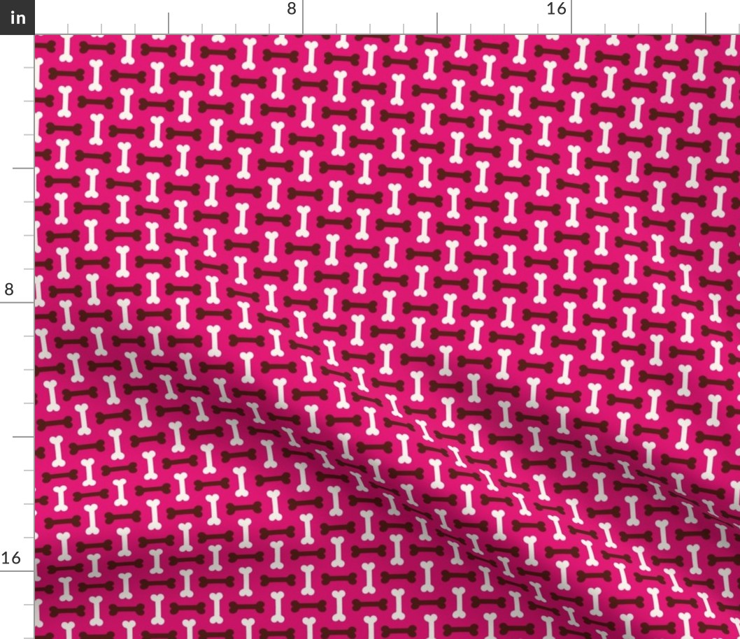 White and Brown Dog Bones on Hot Pink