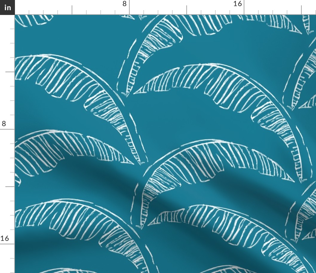 Modern Tropics - Dark Teal & White