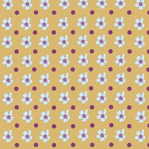 Wine Dots with Flowers On Mustard