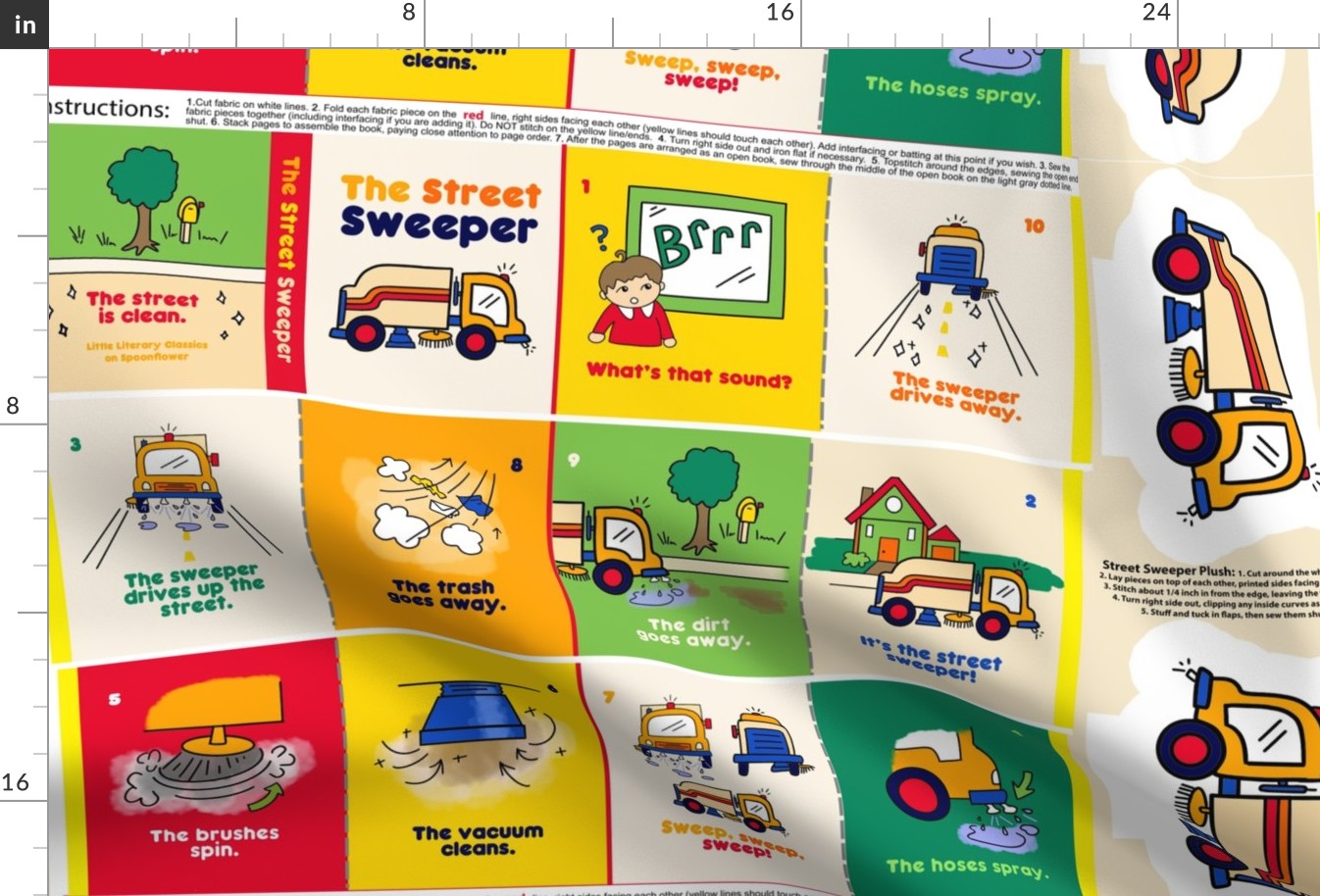 The Street Sweeper cloth book and plush 27 x 18 inches