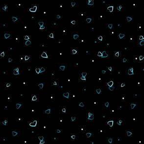 Ditsy Teal Little Hearts | Black