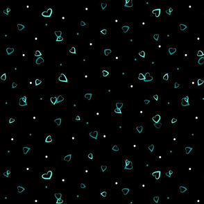 Ditsy Mint Green Little Hearts | Black