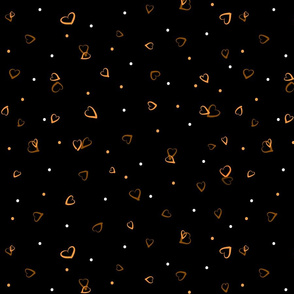 Ditsy Orange Little Hearts | Black