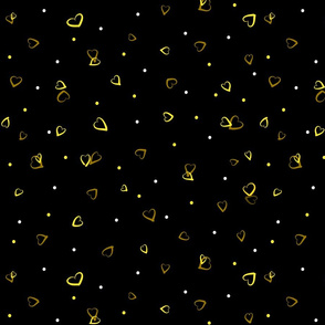 Ditsy Yellow Little Hearts | Black