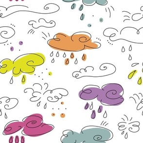 Modern Doodle Colorful Clouds 