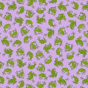 small hiking frogs on lavender