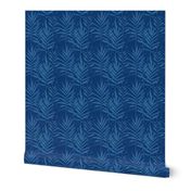 Classic Blue Tropical Palm Large Scale 12" Faux Texture