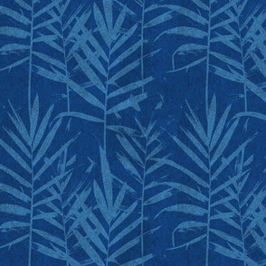 Classic Blue Tropical Palm Large Scale 12" Faux Texture