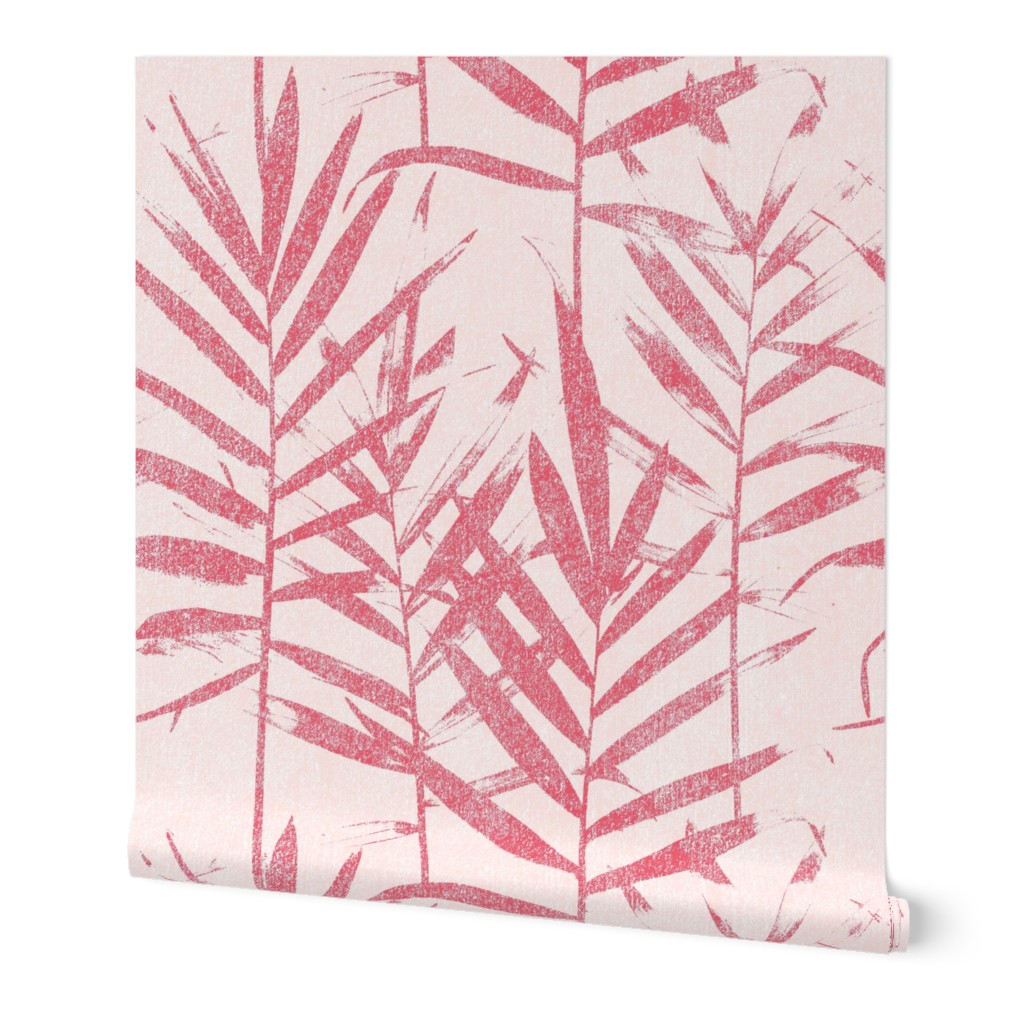 Pink Tropical Palm Large Scale 24" Faux Texture