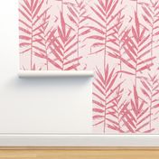 Pink Tropical Palm Large Scale 24" Faux Texture