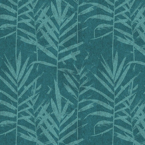 Teal Tropical Palm 12" Faux Texture