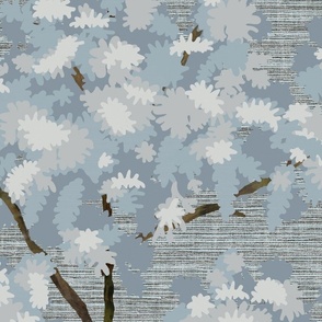 Grasscloth-Ernesto Blue Trees-Charcoal-Seafoam Linen Wallpaper 