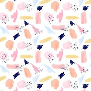 Small // Pretty Pastel Abstract Pink Navy Peach Blue Yellow abstract paint marks