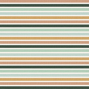 Linen look texture printed 1/2" striped linen look green and mustard color