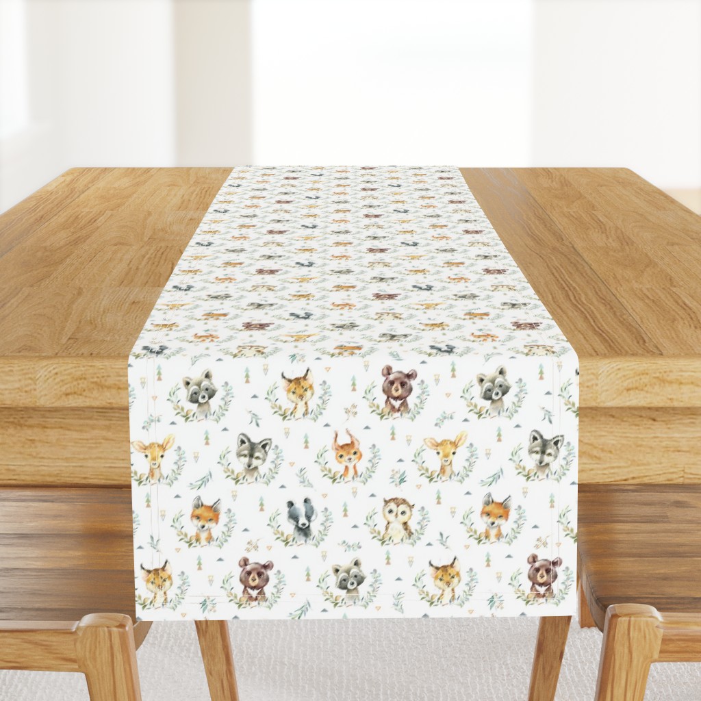 Woodland Animals – Baby Nursery Fabric- style A, SMALLER scale