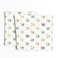 Woodland Animals – Baby Nursery Fabric- style A, SMALLER scale