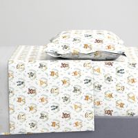 Woodland Animals – Baby Nursery Fabric- style A, SMALLER scale