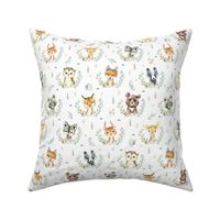 Woodland Animals – Baby Nursery Fabric- style A, SMALLER scale