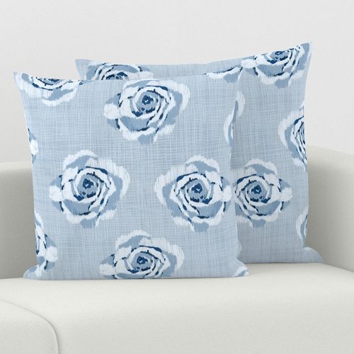 Scattered blue roses on woven print look