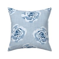 Scattered blue roses on woven print look