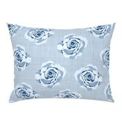 Scattered blue roses on woven print look