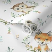 Woodland Animals – Baby Nursery Fabric- style A, LARGER scale